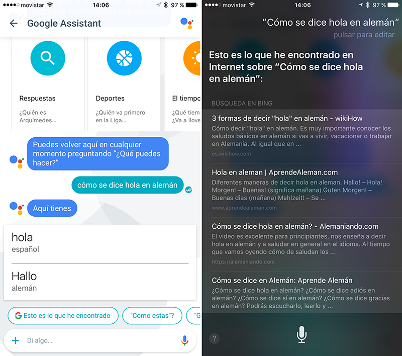 De nuevo, Google Assistant yendo al grano y Siri yéndose por las ramas.